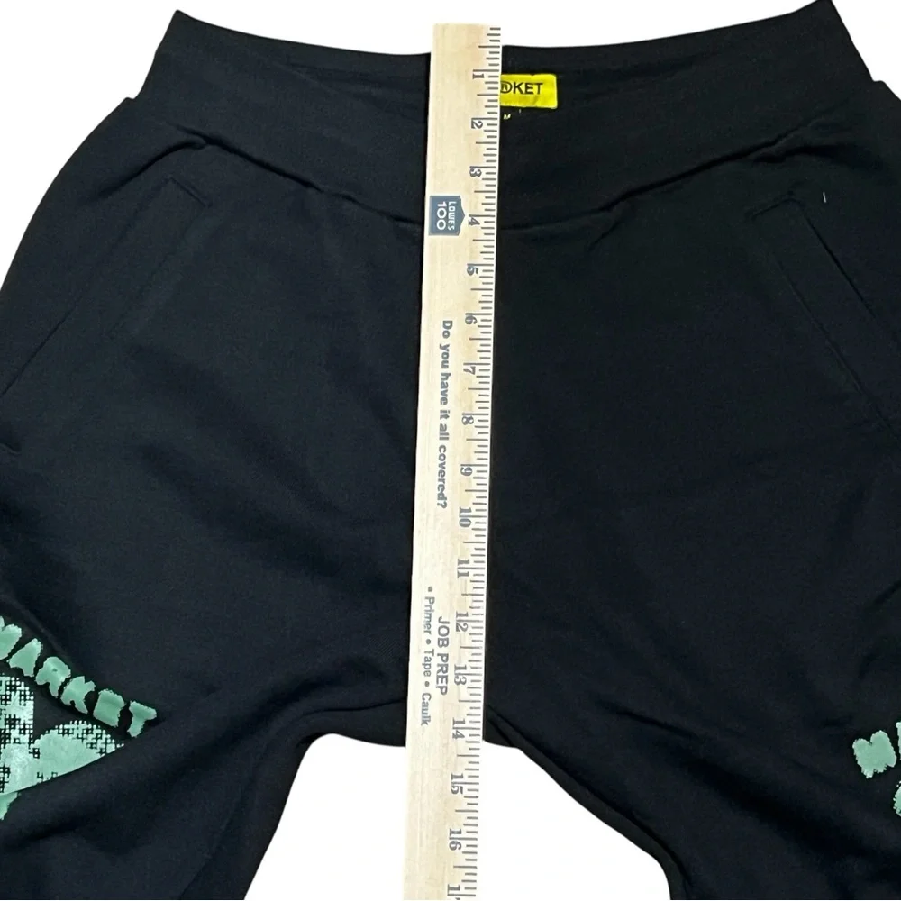 Market Studios men’s sweatpants joggers black green print size medium pockets‎